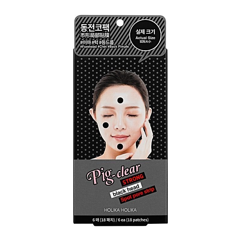 Holika Holika Pig Nose Clear Strong Blackhead Spot Pore Strip - lokalūs poras valantys pleistrai, 6 lapeliai